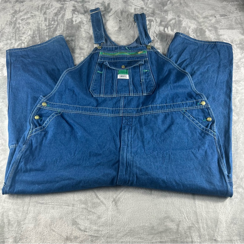 Vintage Liberty Overalls Men's 52x30 Blue Denim Bibs Carpenter Rancher Workwear
